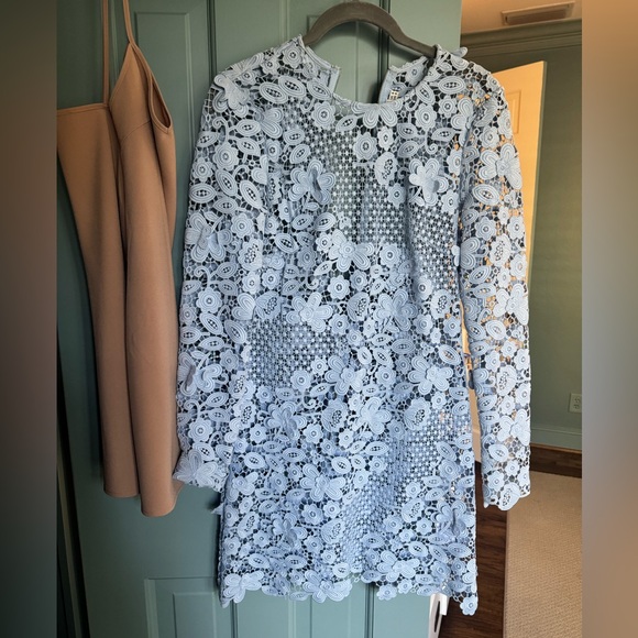 Self-Portrait Blue Lace Long Sleeve Dress - Picture 1 of 5